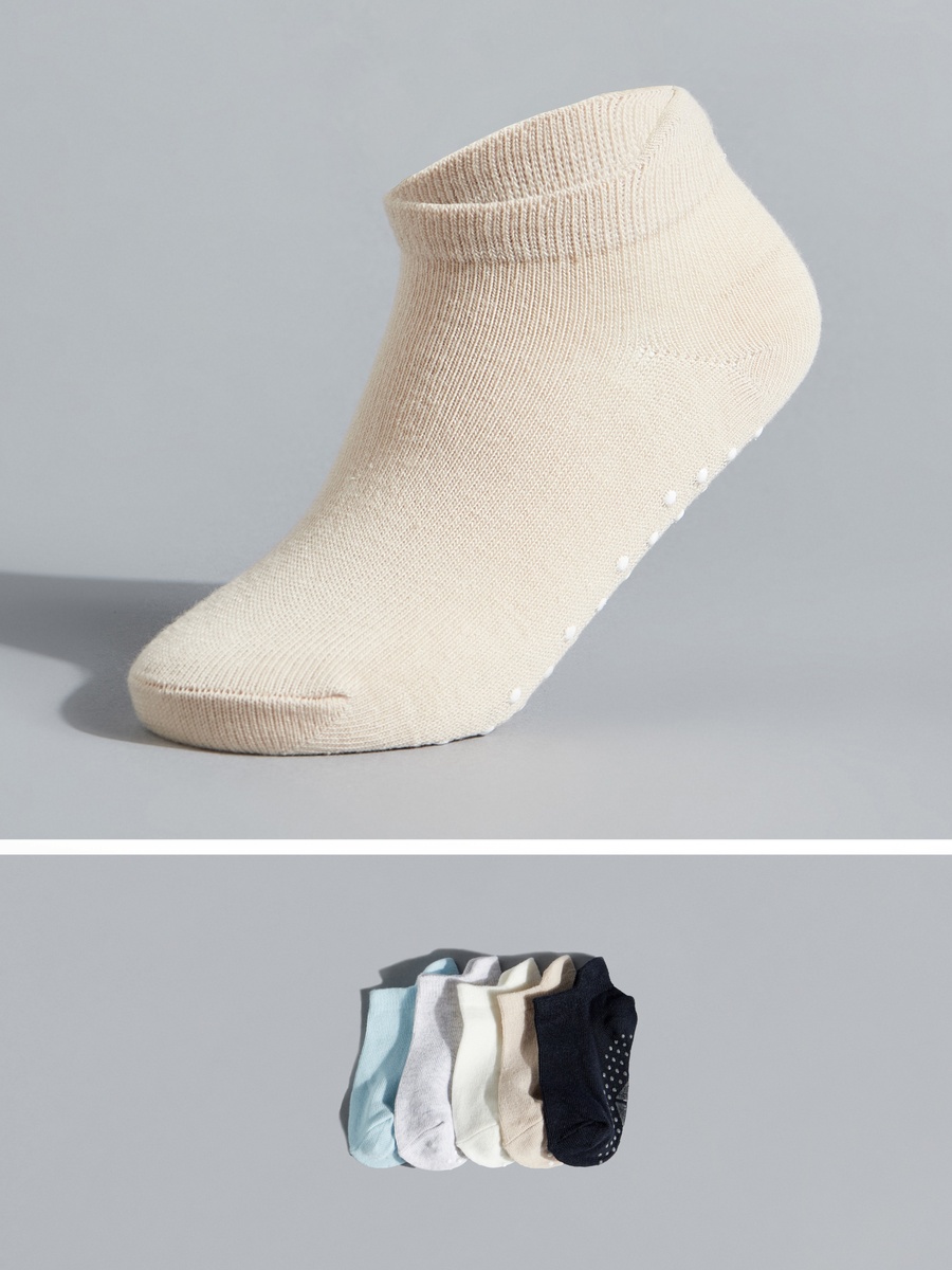 Pack of 5 - Plain Antiskid Calf Length Socks