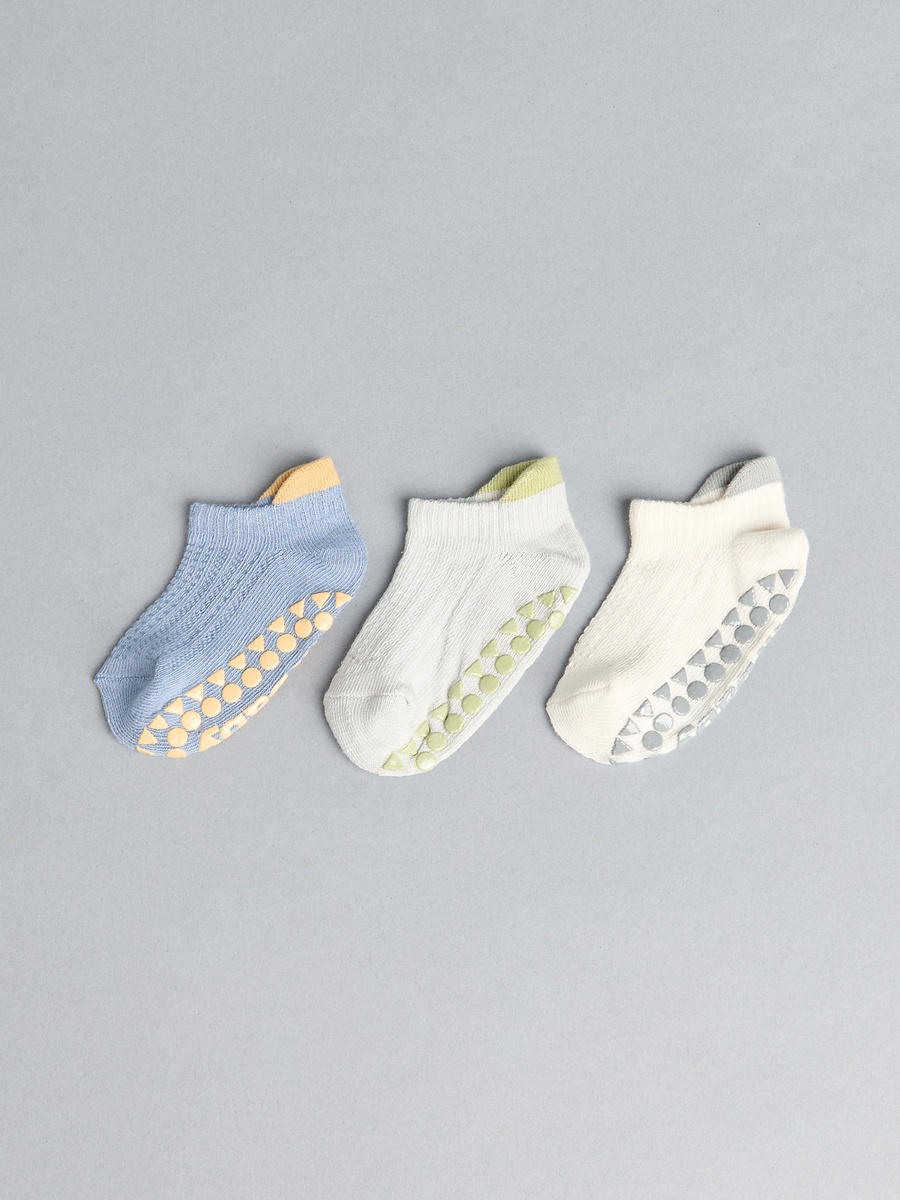 Pack of 3 - Textured Antiskid Calf Length Socks