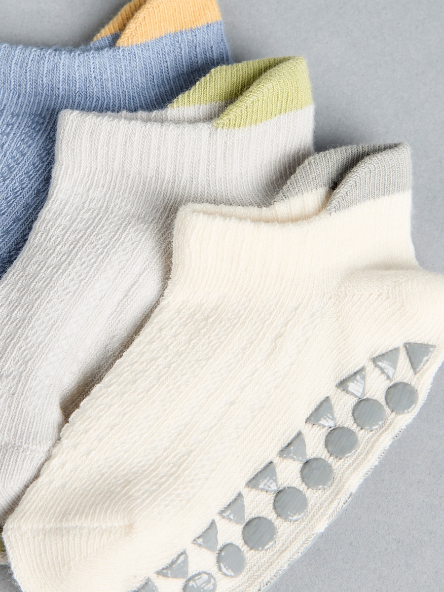Pack of 3 - Textured Antiskid Calf Length Socks