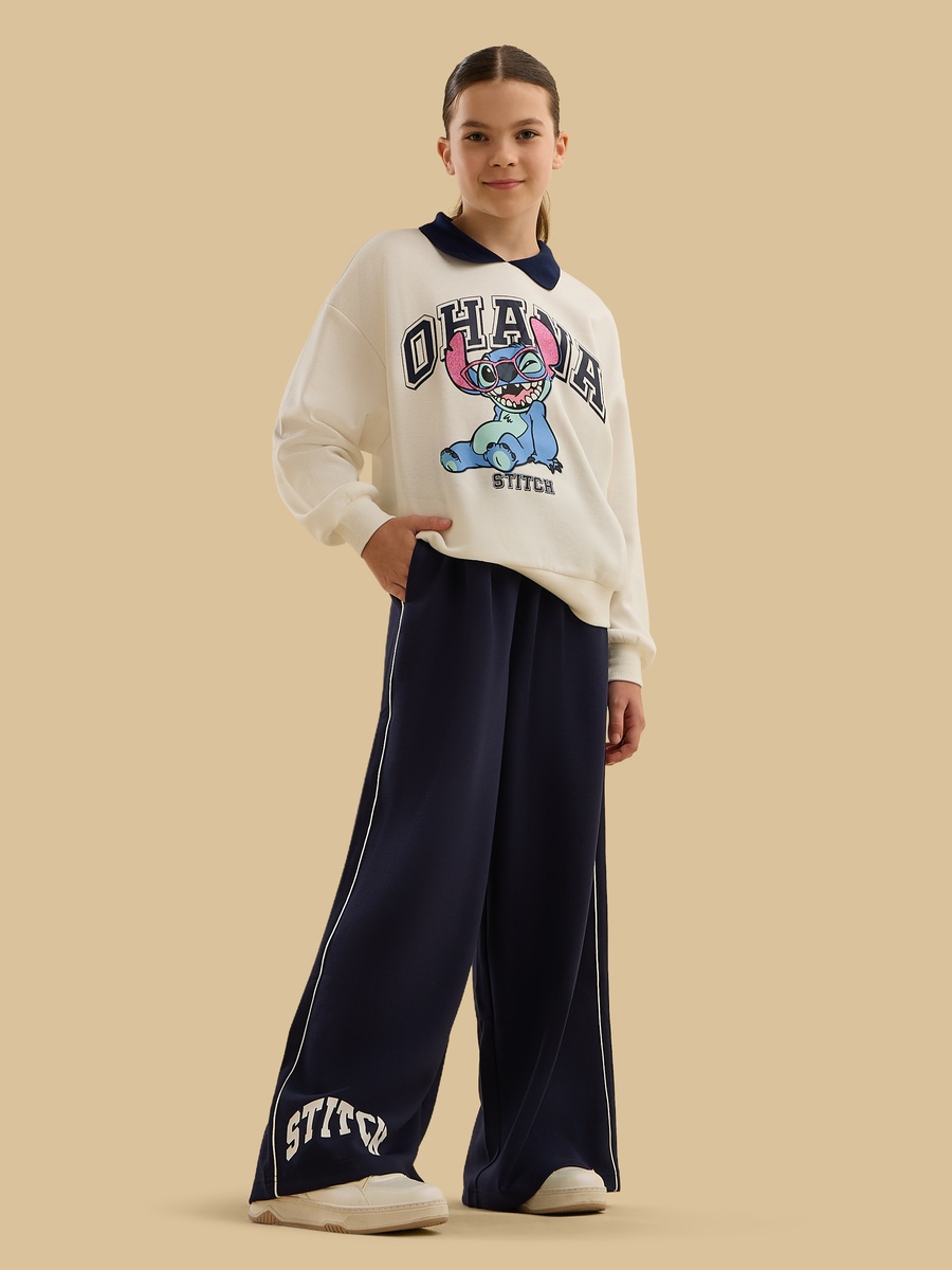 Stitch Print Wide Leg Pants