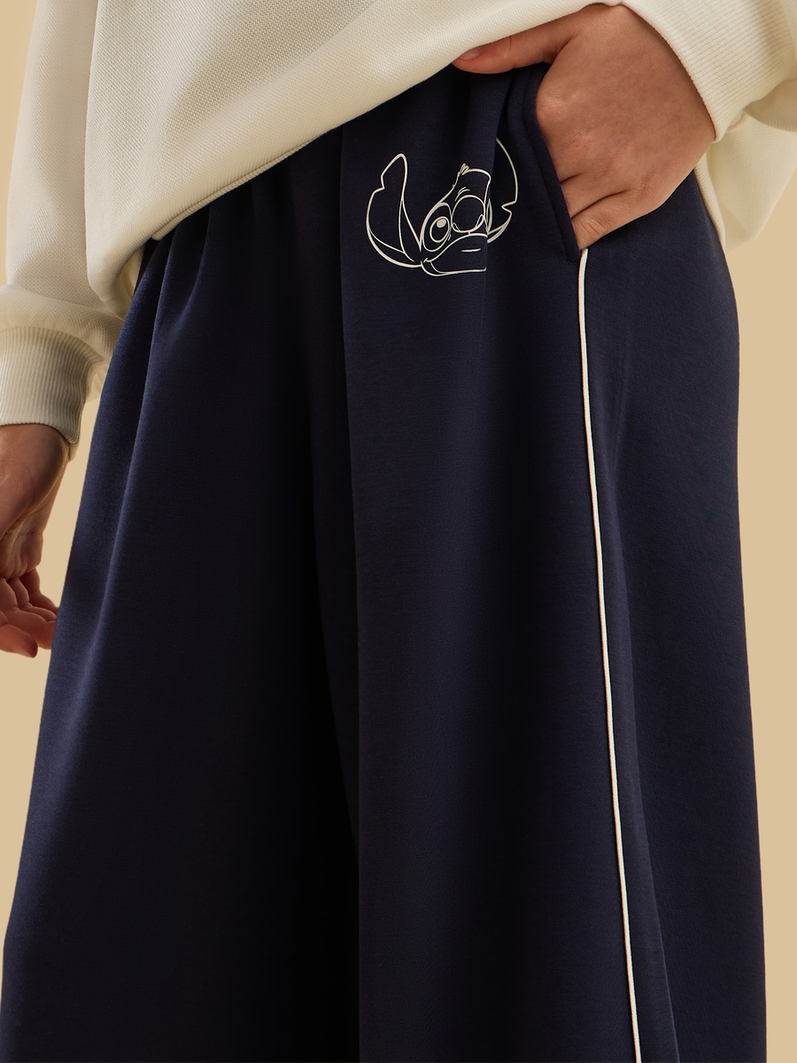 Stitch Print Wide Leg Pants