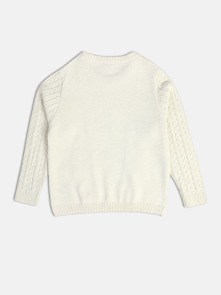 Girls Cable Knit Frayed Sweater
