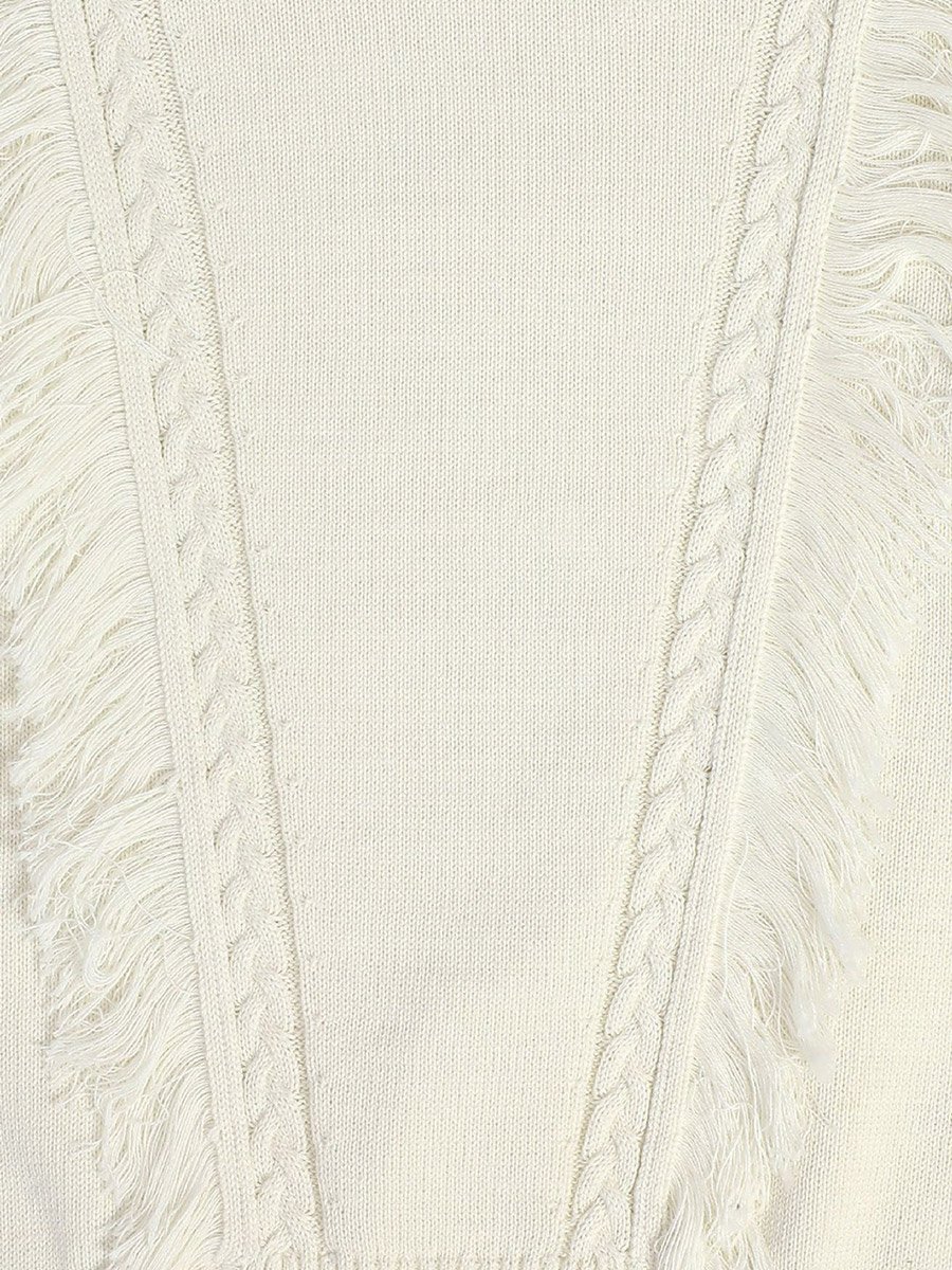Girls Cable Knit Frayed Sweater