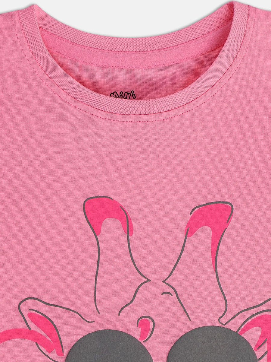 Girls Cotton Giraffe Print T-Shirt