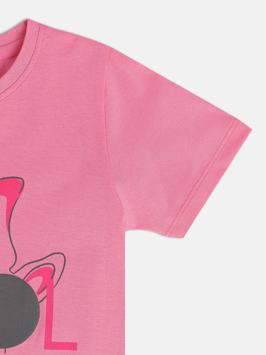 Girls Cotton Giraffe Print T-Shirt