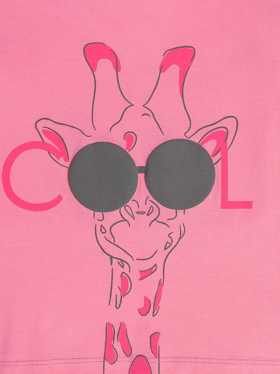 Girls Cotton Giraffe Print T-Shirt