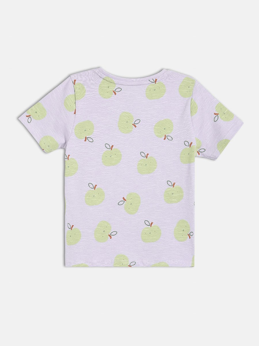Girls Apple Print Short Sleeve T-Shirt