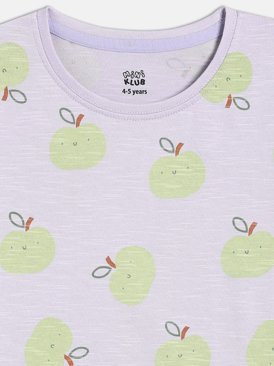 Girls Apple Print Short Sleeve T-Shirt