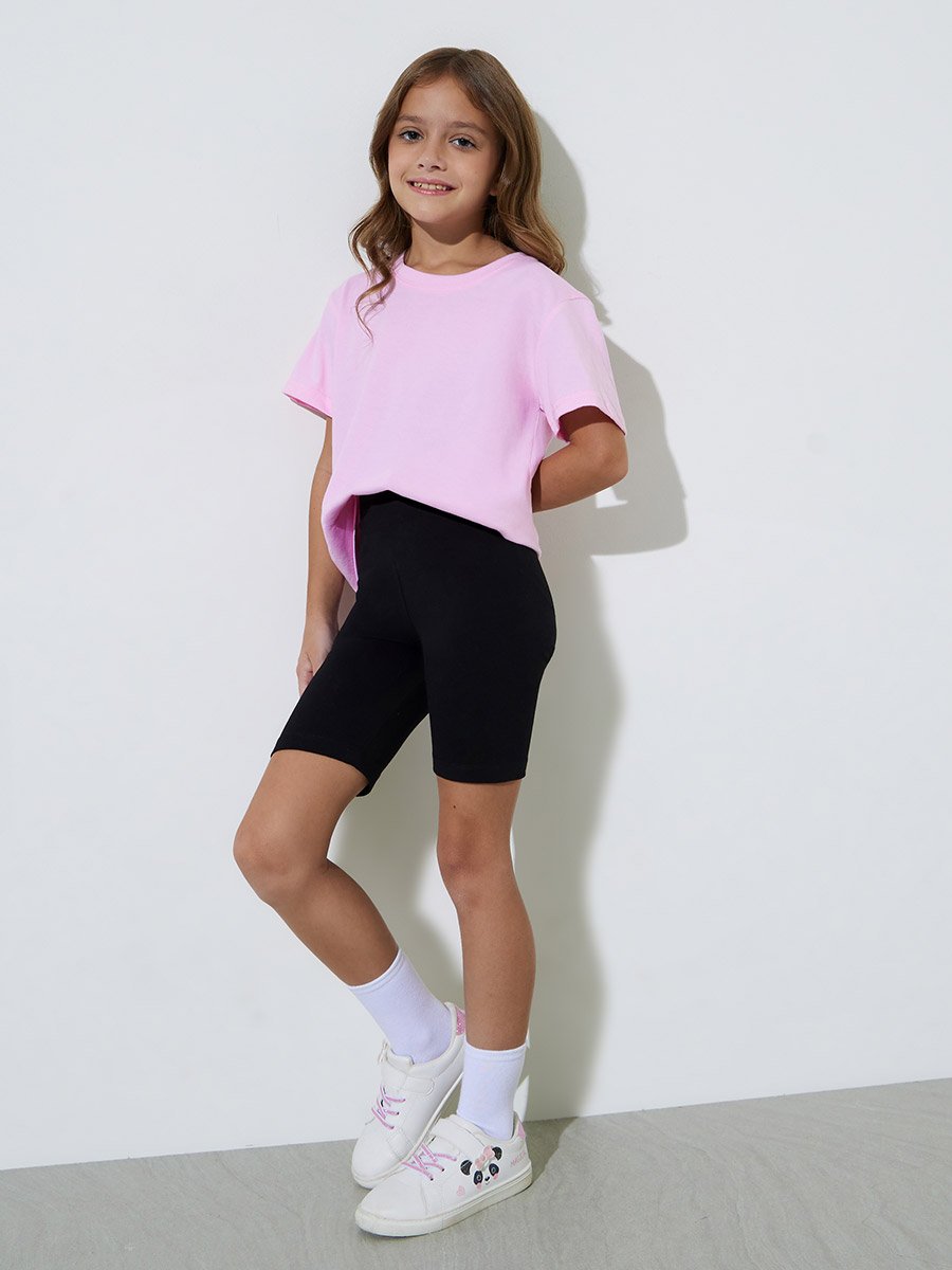 Pack of 2 - Girls Black Knitted Cycling Shorts
