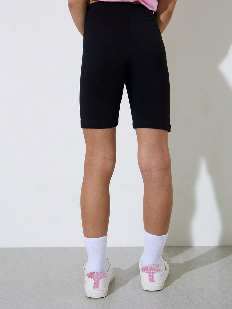 Pack of 2 - Girls Black Knitted Cycling Shorts