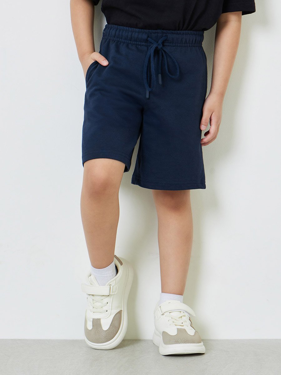 Boys Pack of 2 - Cotton Knitted Drawstring Shorts