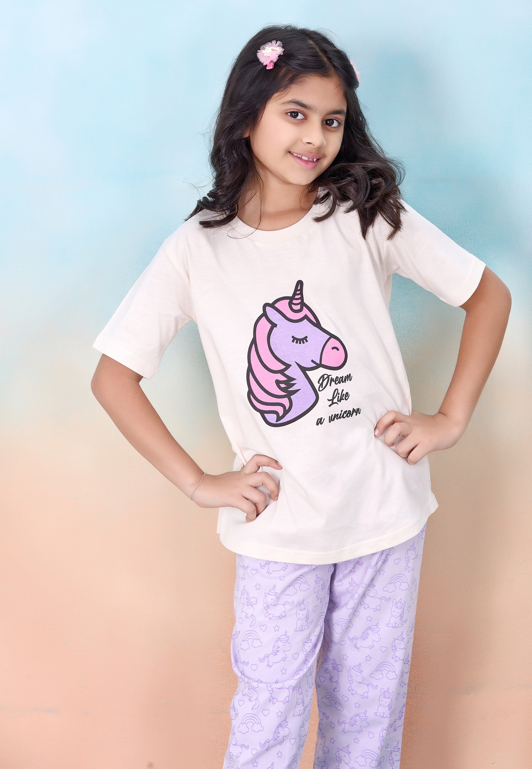 Pack of 2 - Girls Graphic Print Pyjama and Shorts Set