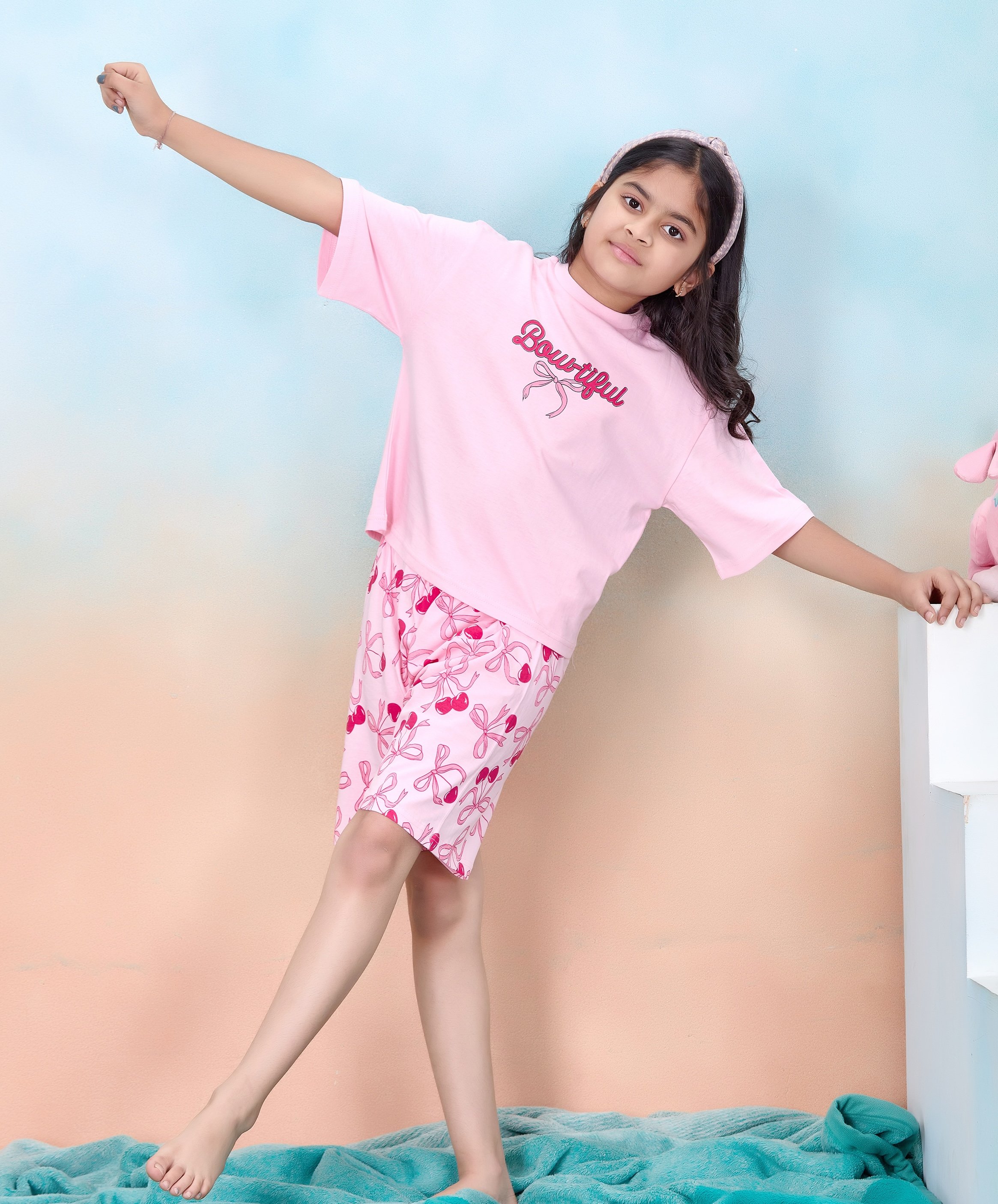 Pack of 2 - Girls Graphic Print Pyjama and Shorts Set