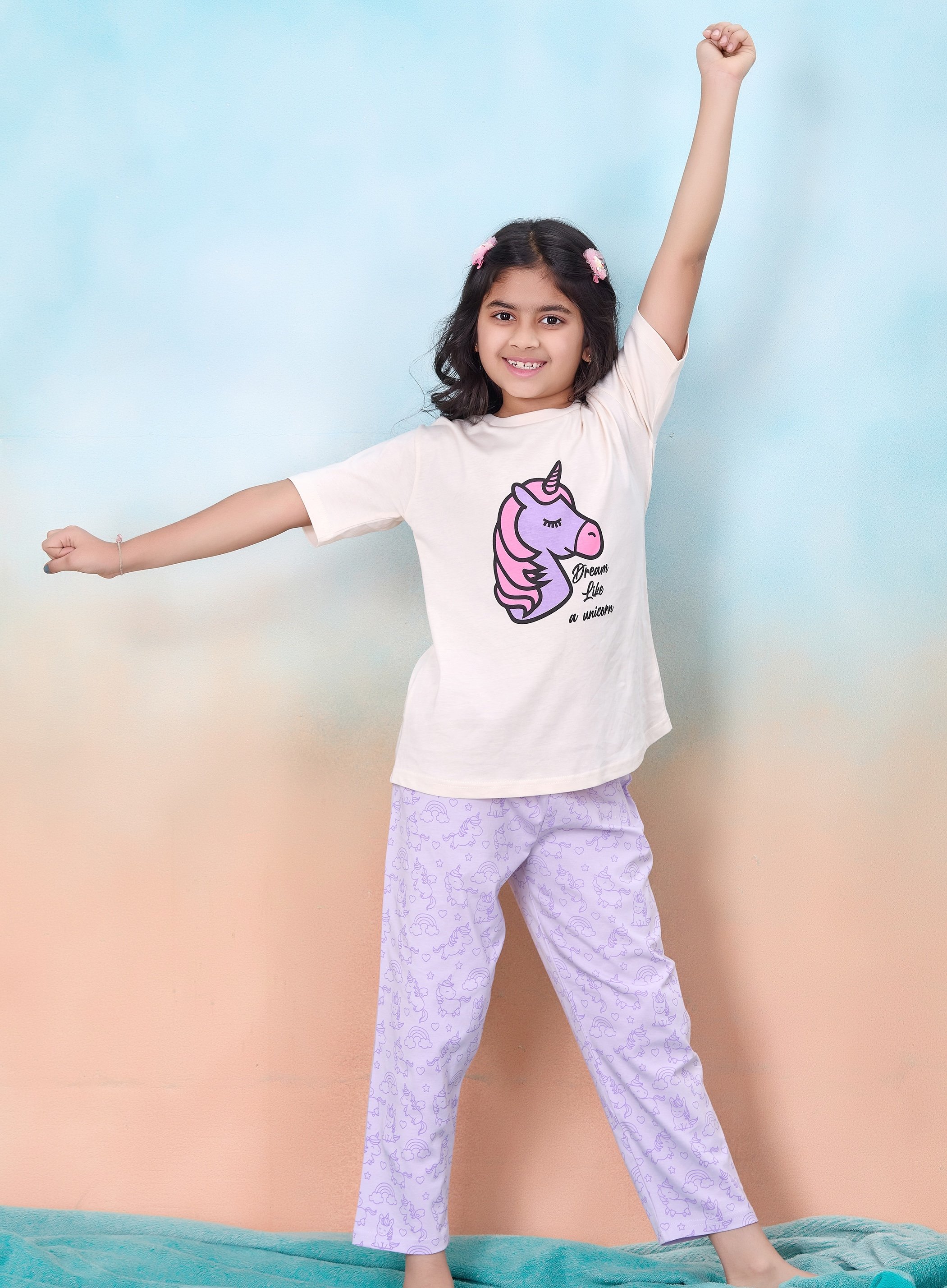Pack of 2 - Girls Graphic Print Pyjama and Shorts Set