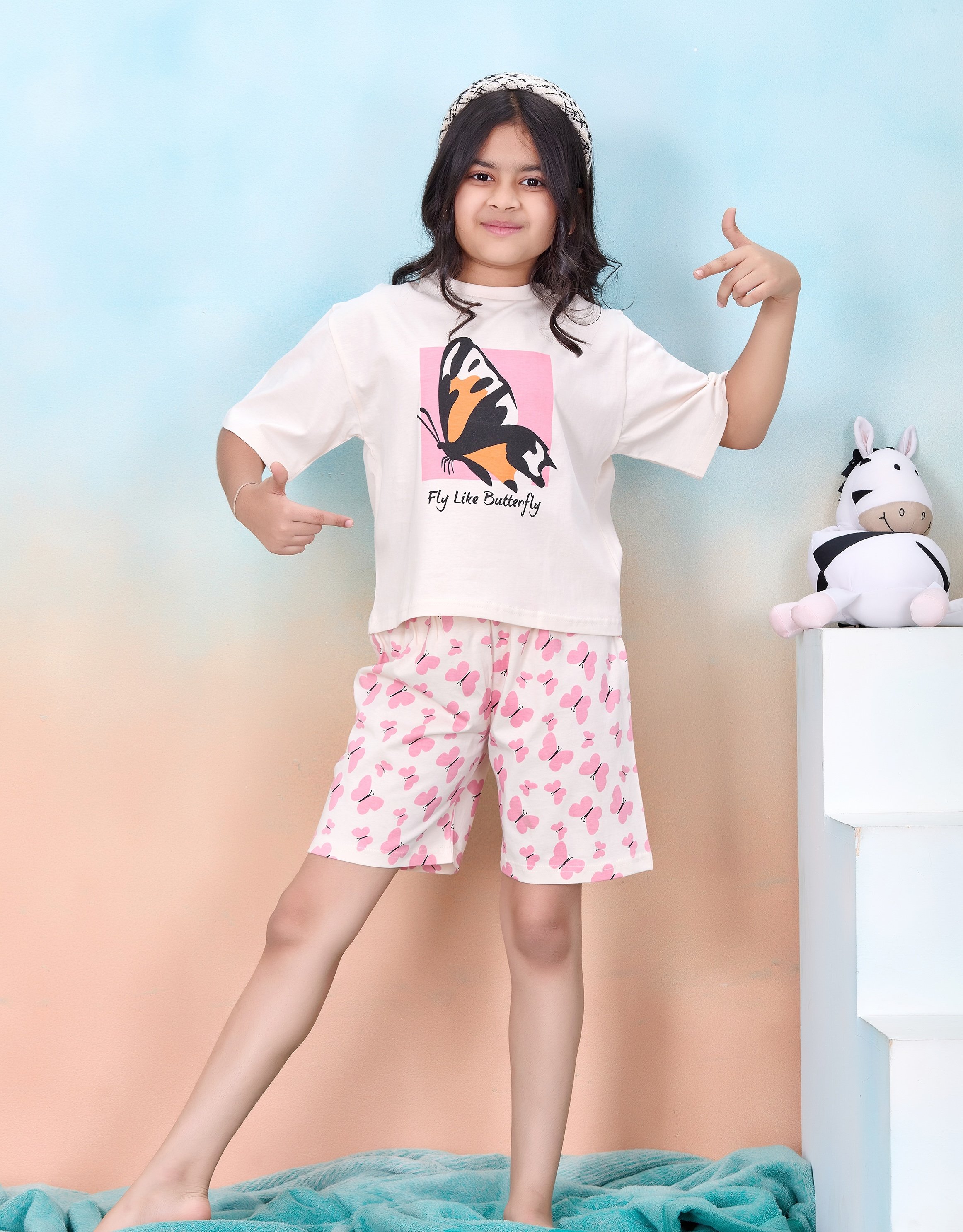 Pack of 2 - Girls Graphic Print Pyjama and Shorts Set
