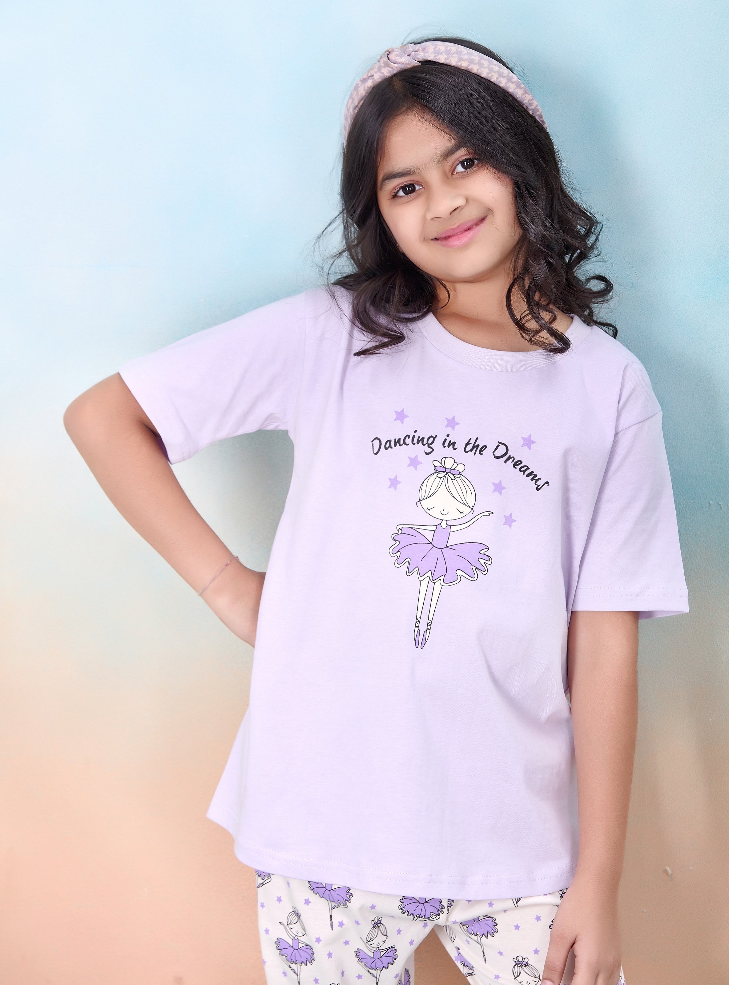 Pack of 2 - Girls Graphic Print Pyjama and Shorts Set