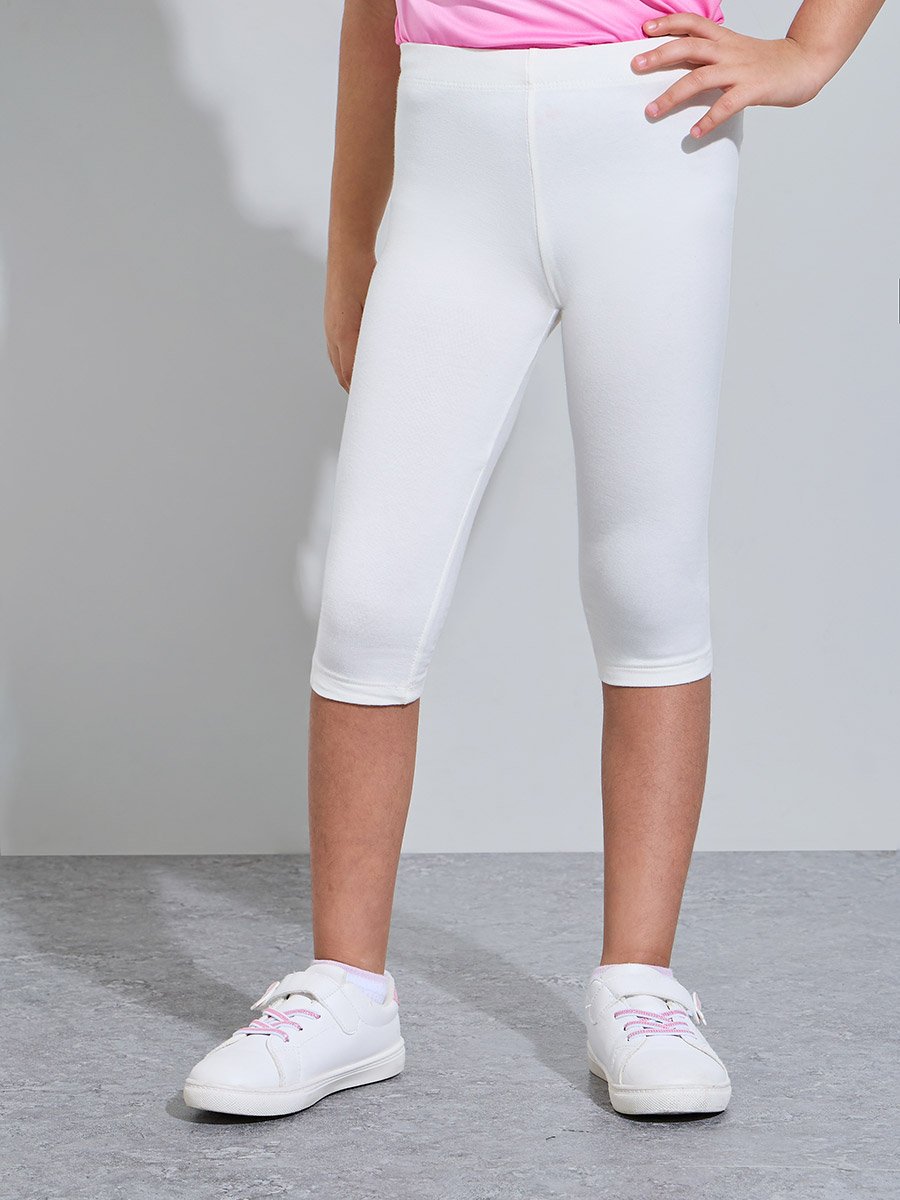Girls Pack of 2 - Cotton Blend Capri Leggings