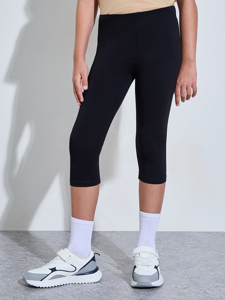 Teen Girls Pack of 2 - Cotton Blend Capri Leggings