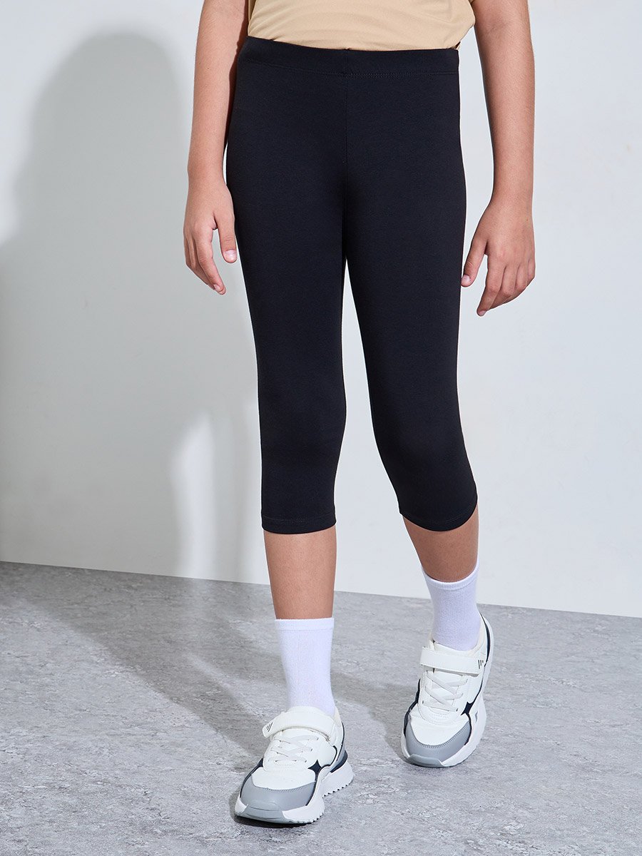 Teen Girls Pack of 2 - Cotton Blend Capri Leggings