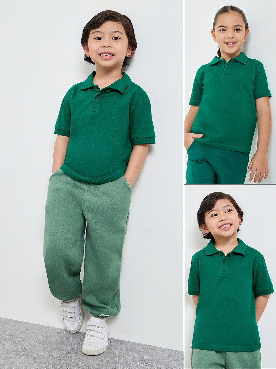 Pack of 2 - Kids Unisex Solid Cotton Polo T-Shirt