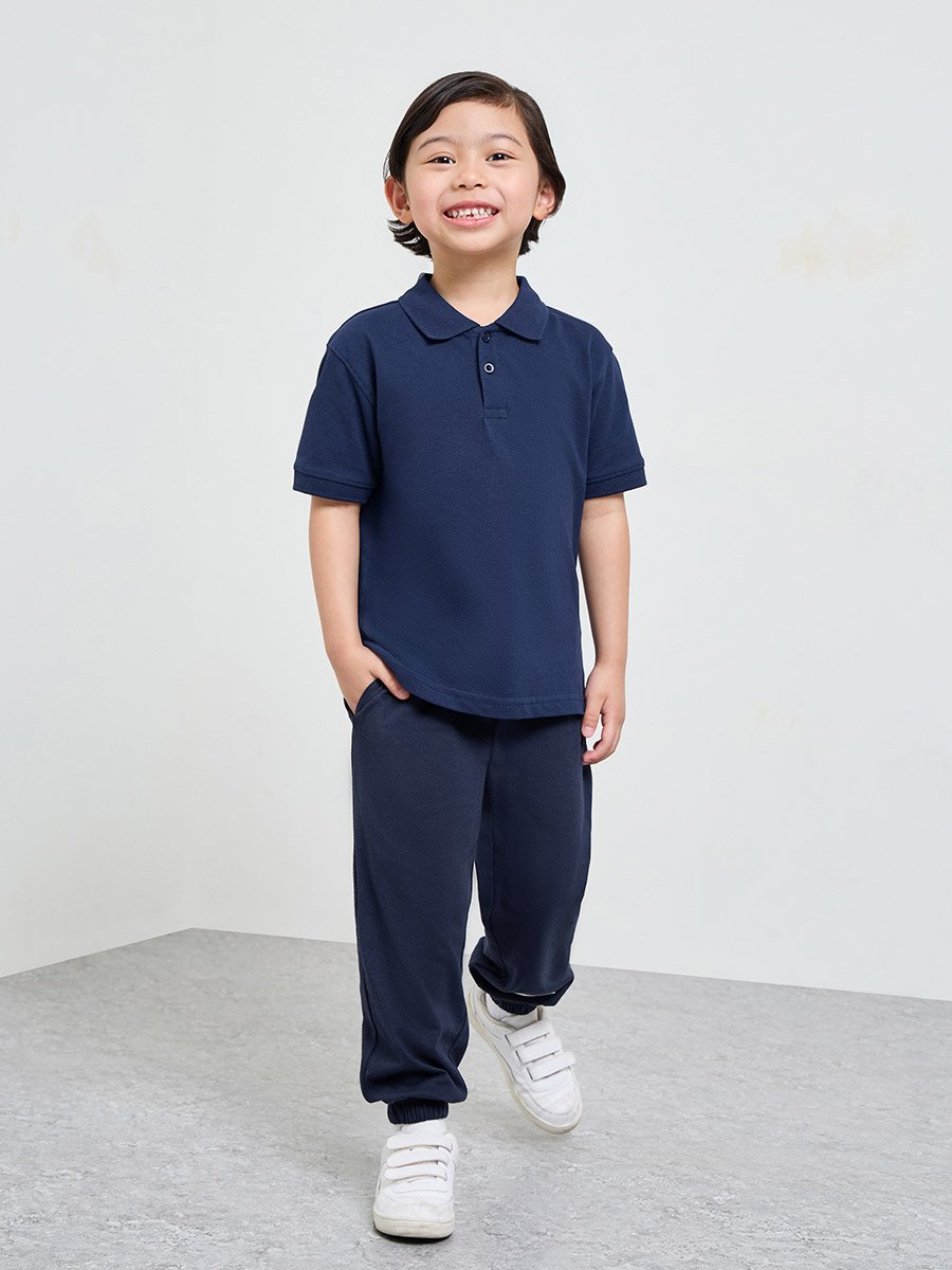 Pack of 2 - Kids Unisex Solid Cotton Polo T-Shirt