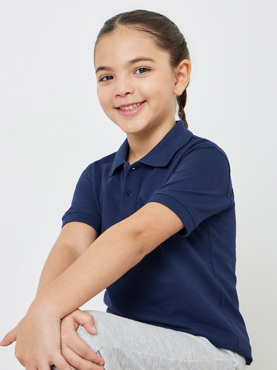 Pack of 2 - Kids Unisex Solid Cotton Polo T-Shirt