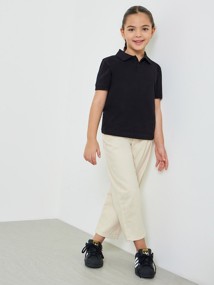 Pack of 2 - Kids Unisex Solid Cotton Polo T-Shirt