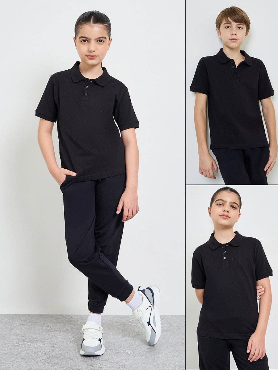 Pack of 2 - Teen Unisex Solid Cotton Polo T-Shirt
