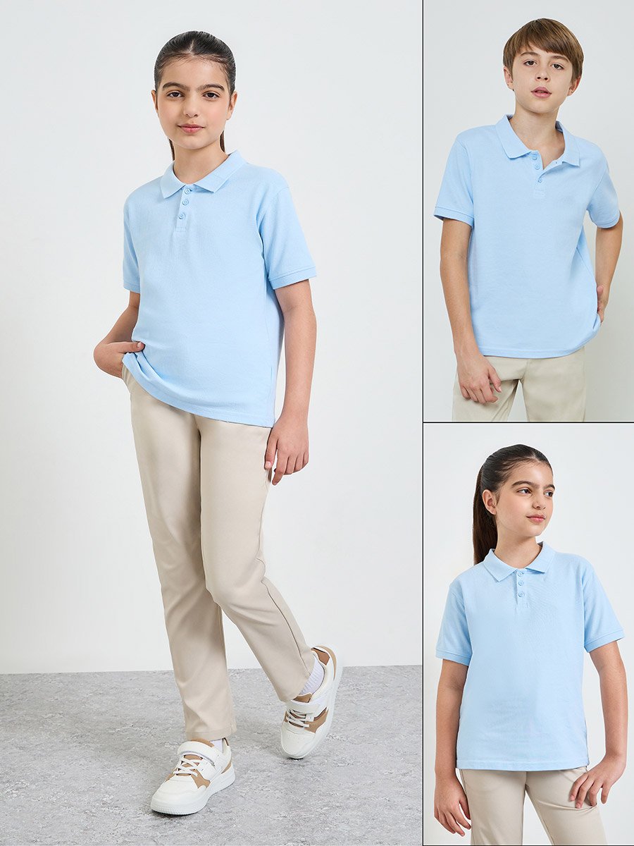 Pack of 2 - Teen Unisex Solid Cotton Polo T-Shirt