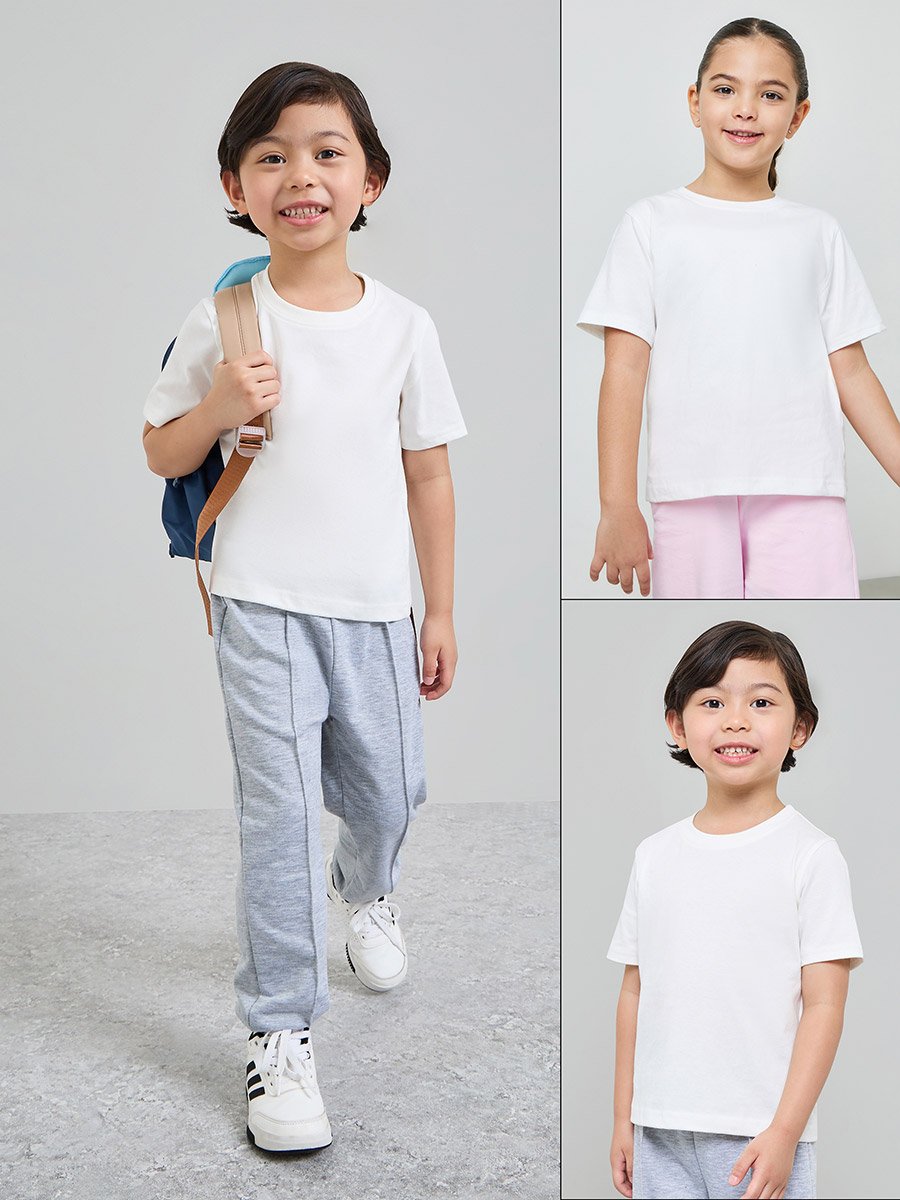 Pack of 2 - Kids Unisex Solid Cotton T-Shirt