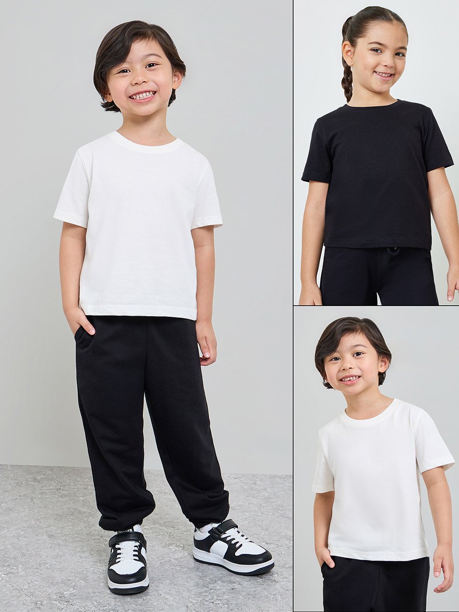 Pack of 2 - Kids Unisex Solid Cotton T-Shirt