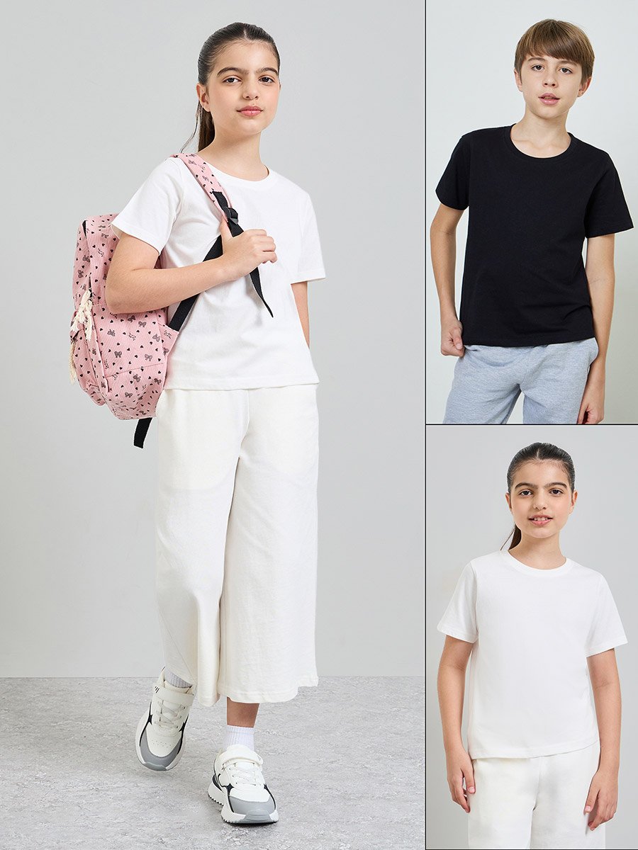 Pack of 2 - Teen Unisex Solid Cotton T-Shirt