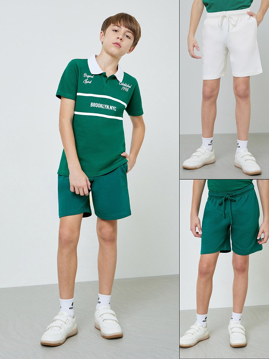 Teens Pack of 2 - Cotton Knitted Drawstring Shorts