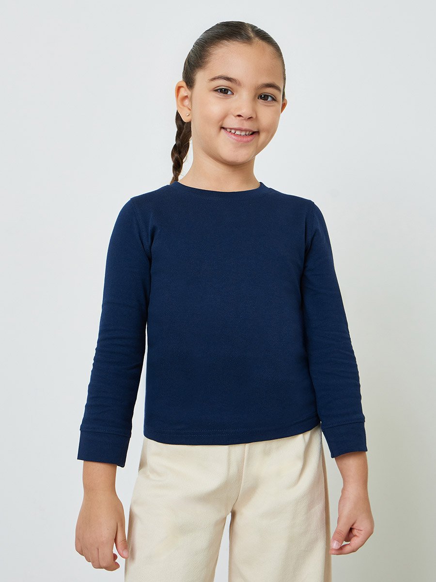 Kids Unisex Regular Fit Long Sleeve Cotton T-Shirt