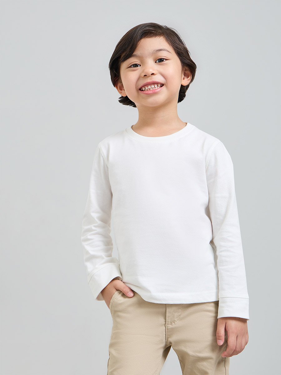 Kids Unisex Regular Fit Long Sleeve Cotton T-Shirt