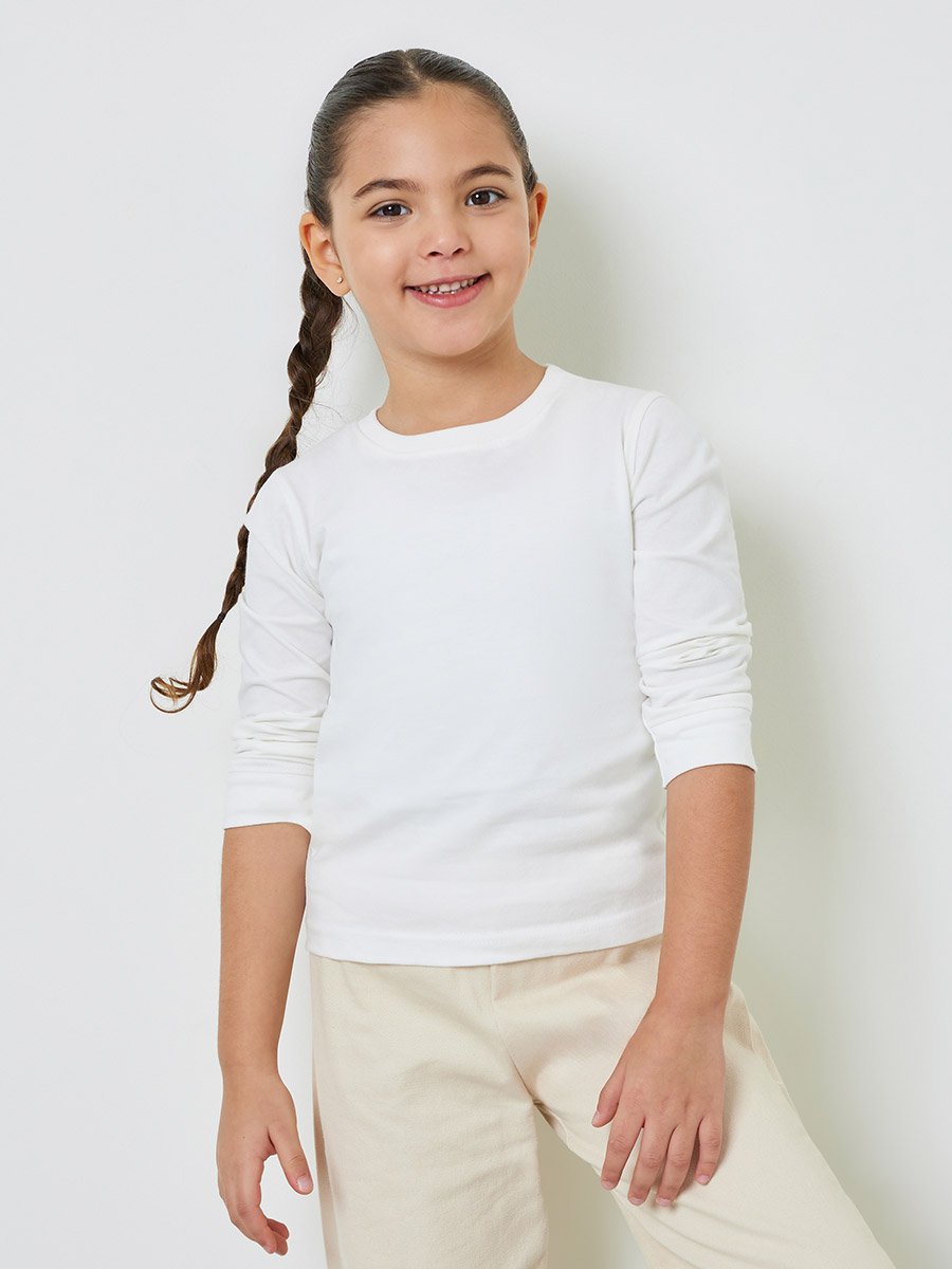 Kids Unisex Regular Fit Long Sleeve Cotton T-Shirt