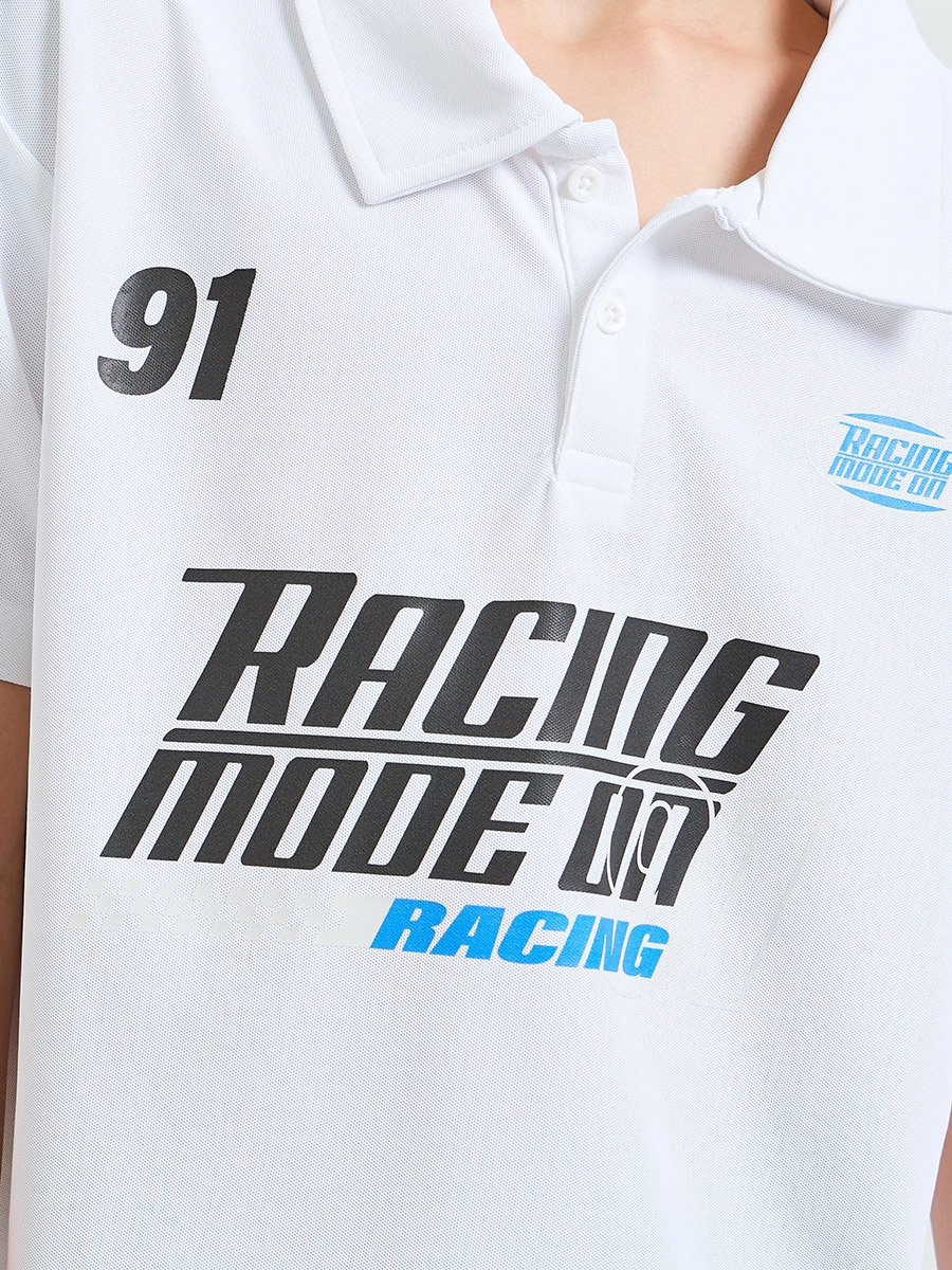 Teen Boys Racing Print Polo T-Shirt and Shorts Set