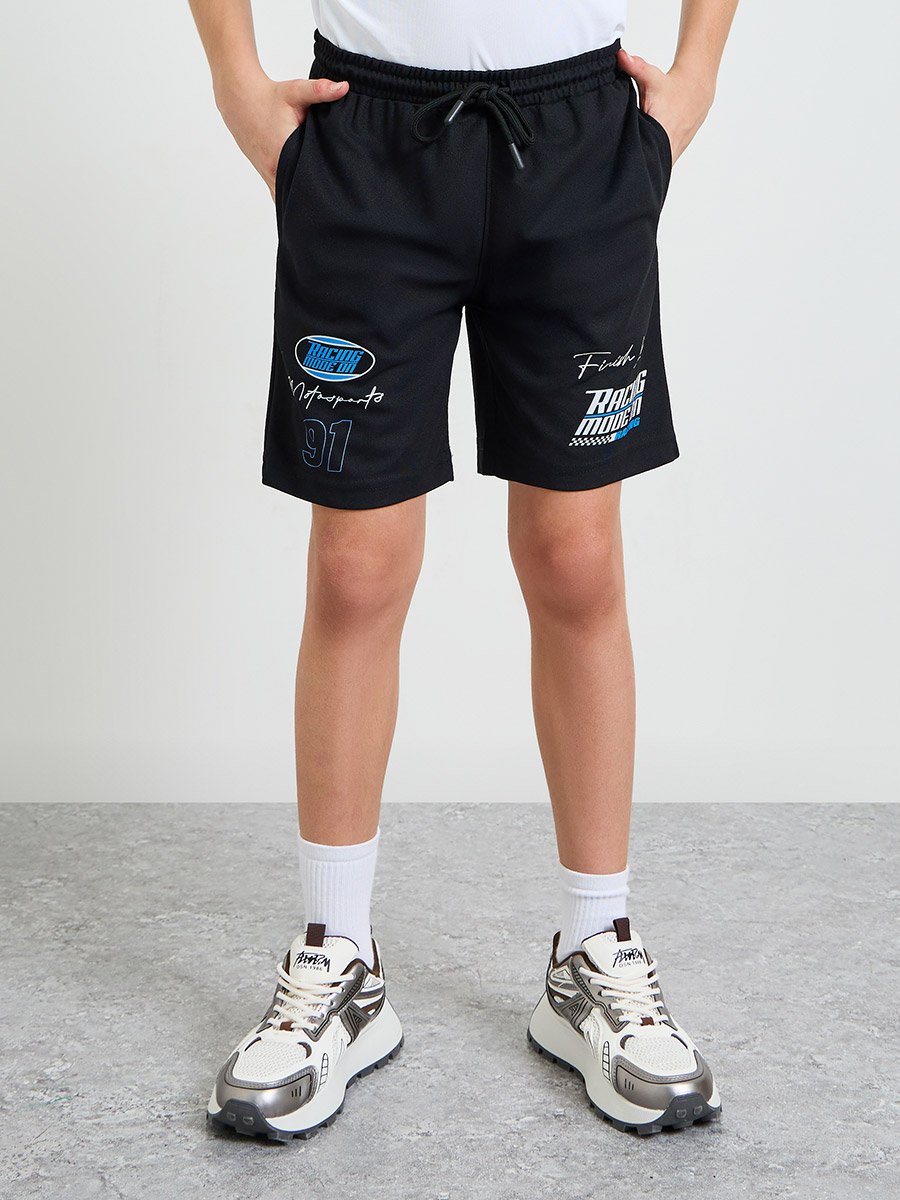 Teen Boys Racing Print Polo T-Shirt and Shorts Set