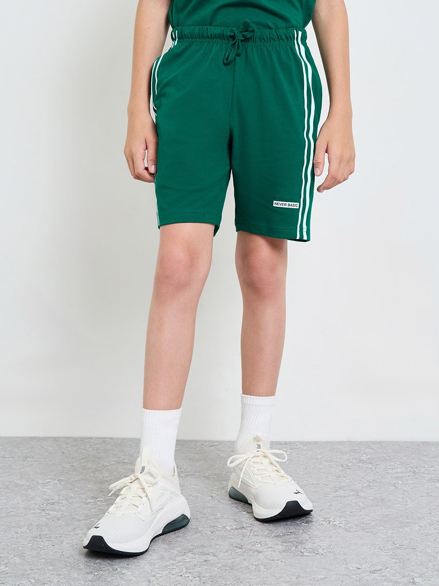 Side Stripe Drop Shoulder Oversized T-Shirt and Drawstring Short Set