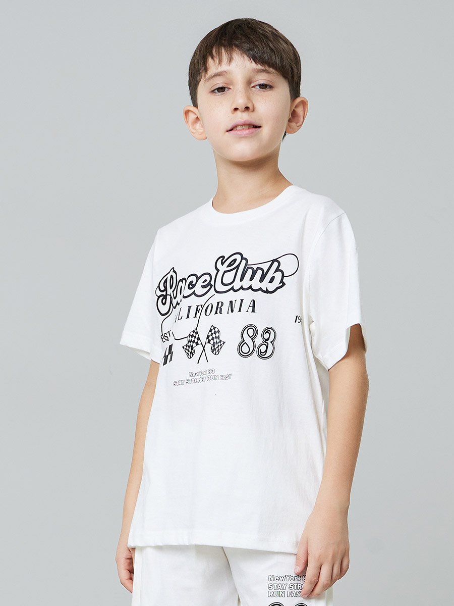 Boys Graphic Print T-Shirt and Color Block Shorts Set