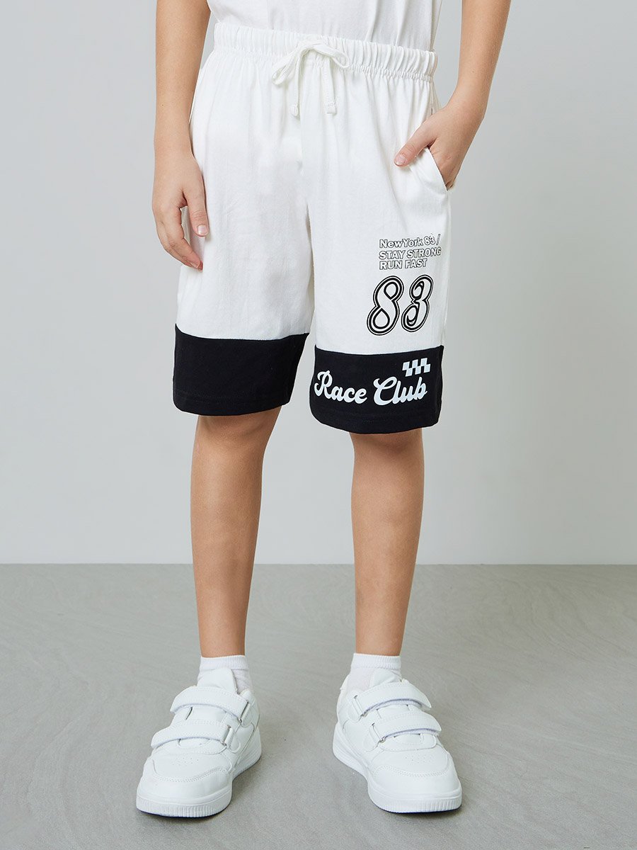 Boys Graphic Print T-Shirt and Color Block Shorts Set