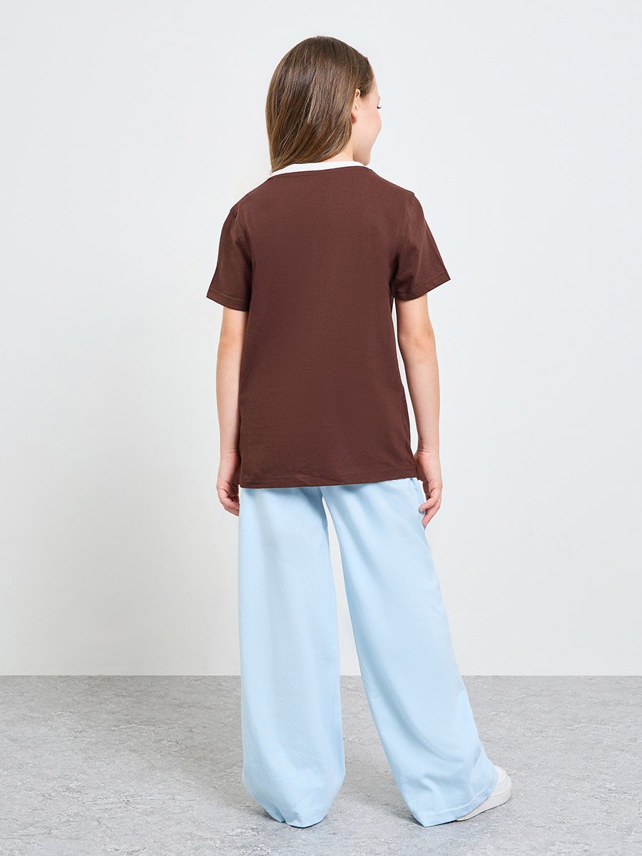 Girls Oversized T-Shirt and Wide Leg Joggers Set
