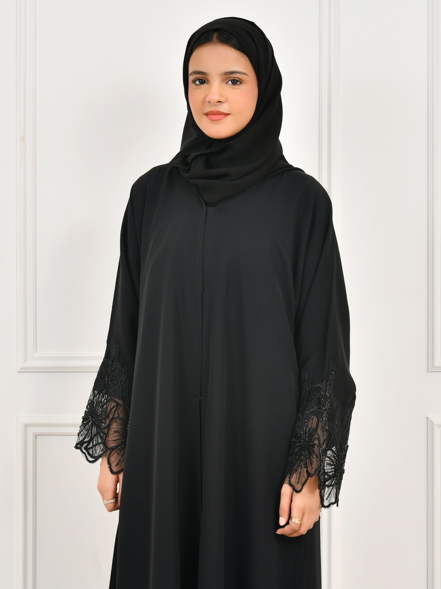 Girls Lace Trim Abaya