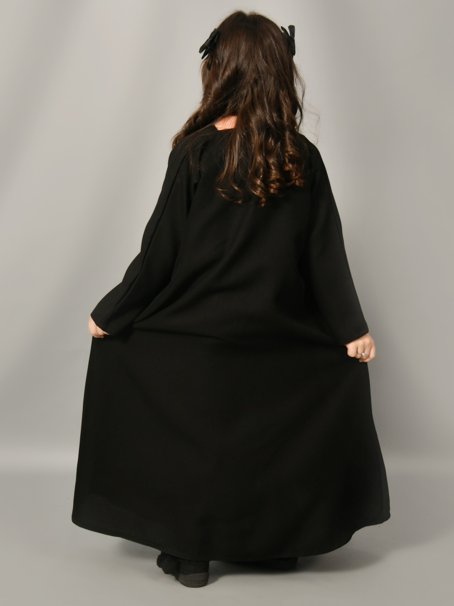 Girls Black Abaya with Side Button Detail