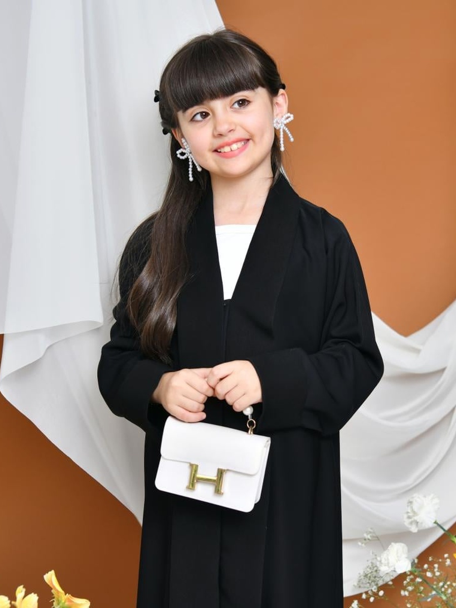 Girls Solid Abaya with Snap Closure
