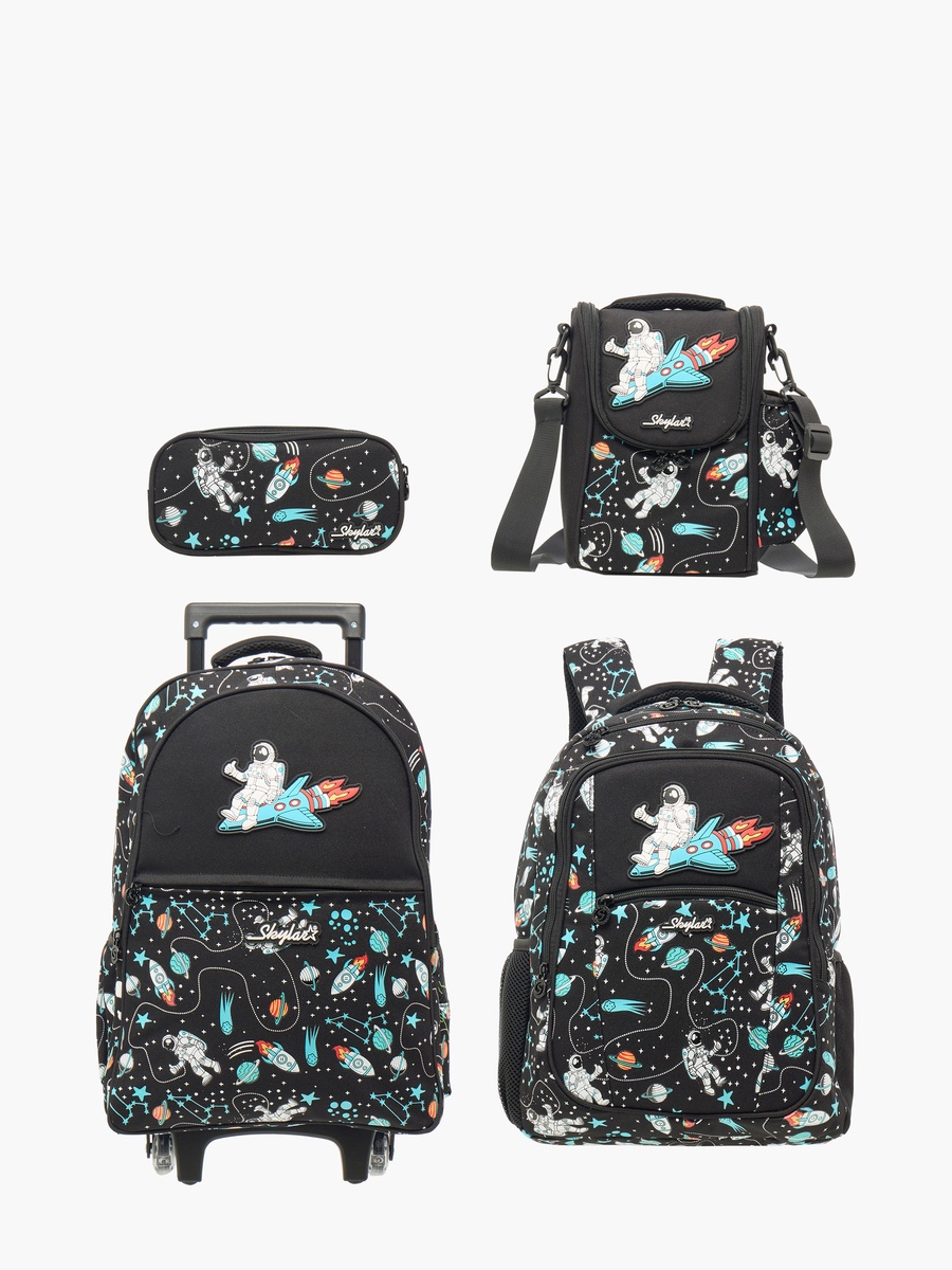 Astronaut Print Insulated Lunch Bag with Zip Closure