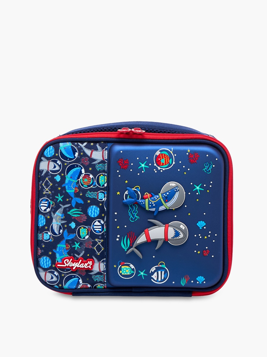 Astronaut Shark Print Lunch Bag with Zip Closure