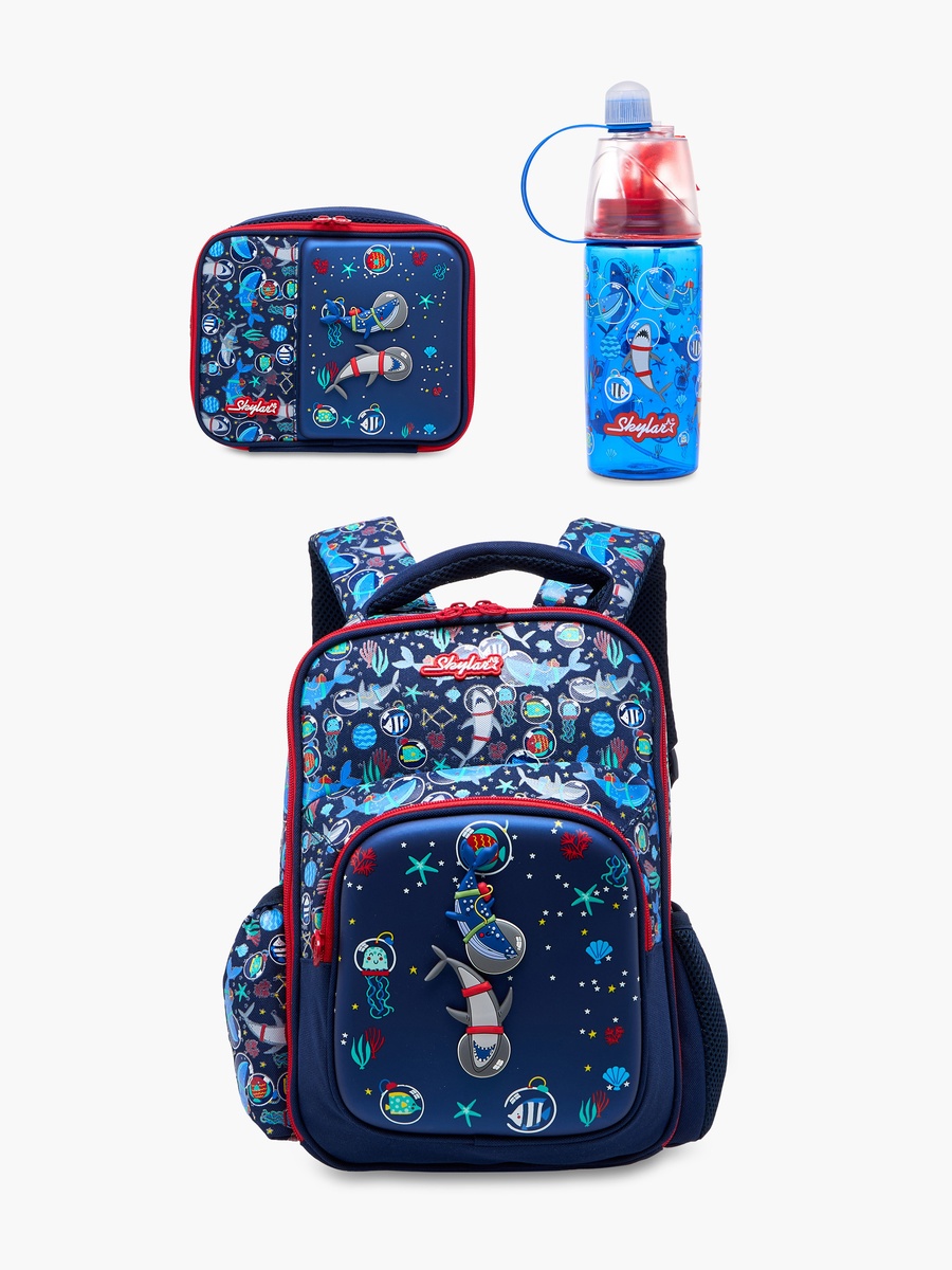 Astronaut Shark Print Lunch Bag with Zip Closure