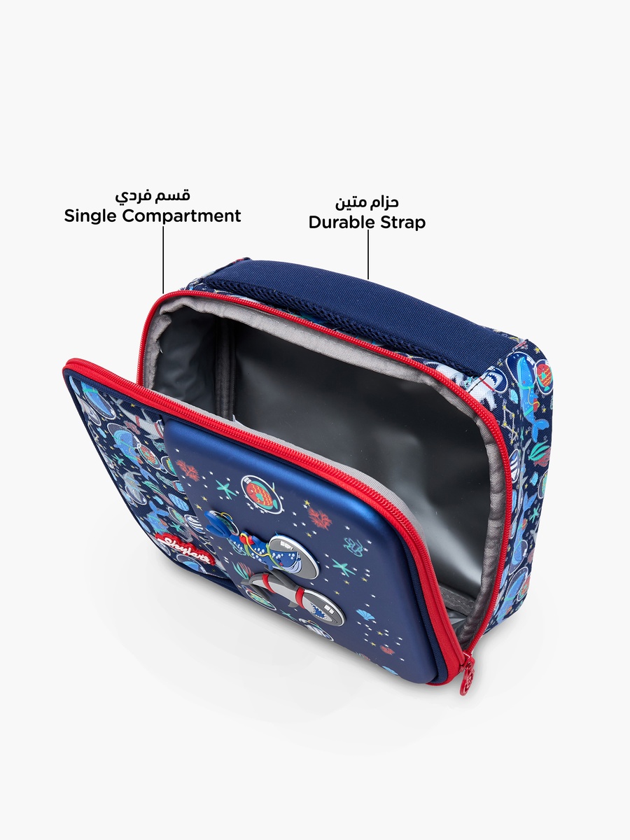 Astronaut Shark Print Lunch Bag with Zip Closure