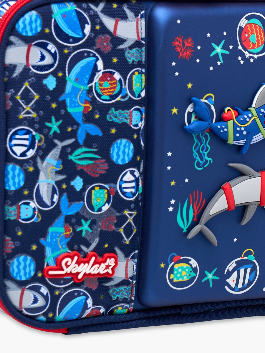 Astronaut Shark Print Lunch Bag with Zip Closure